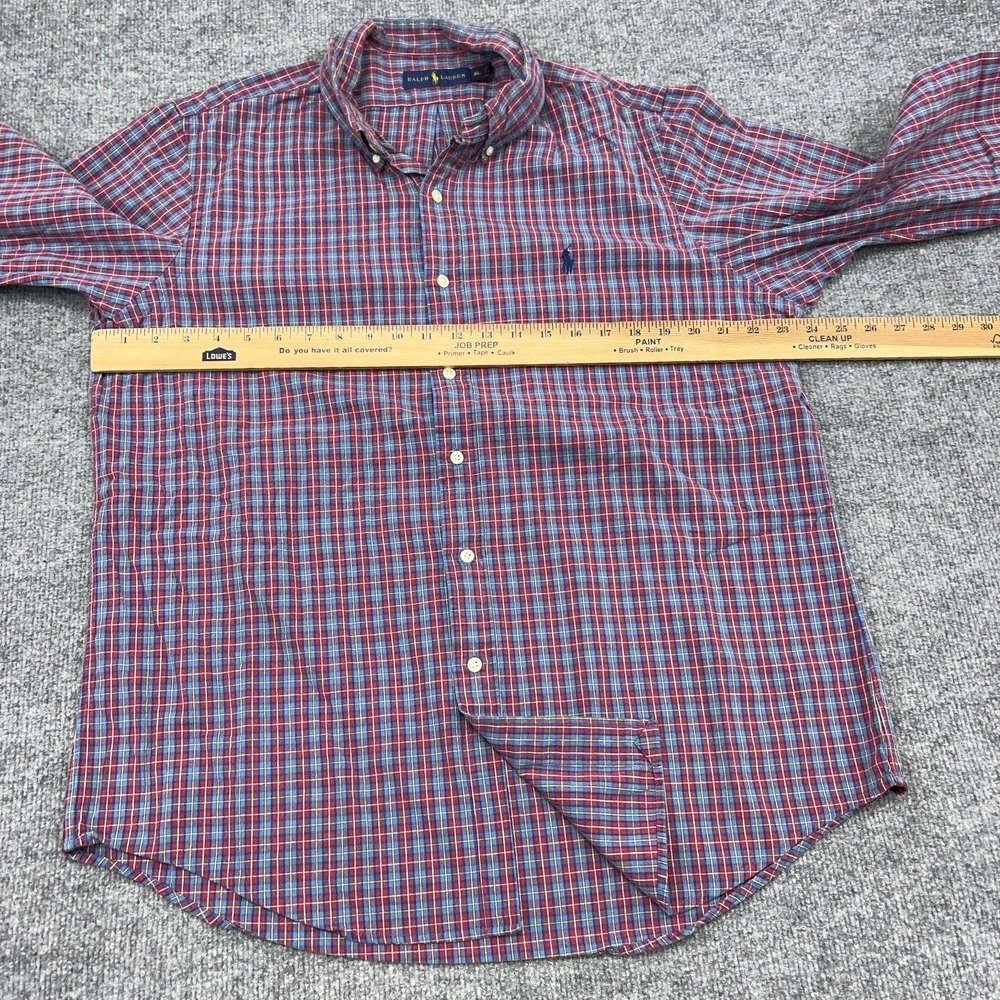 Polo Ralph Lauren Shirt Mens XL Red Blue Check Plaid Long Sleeve Button‎ Down